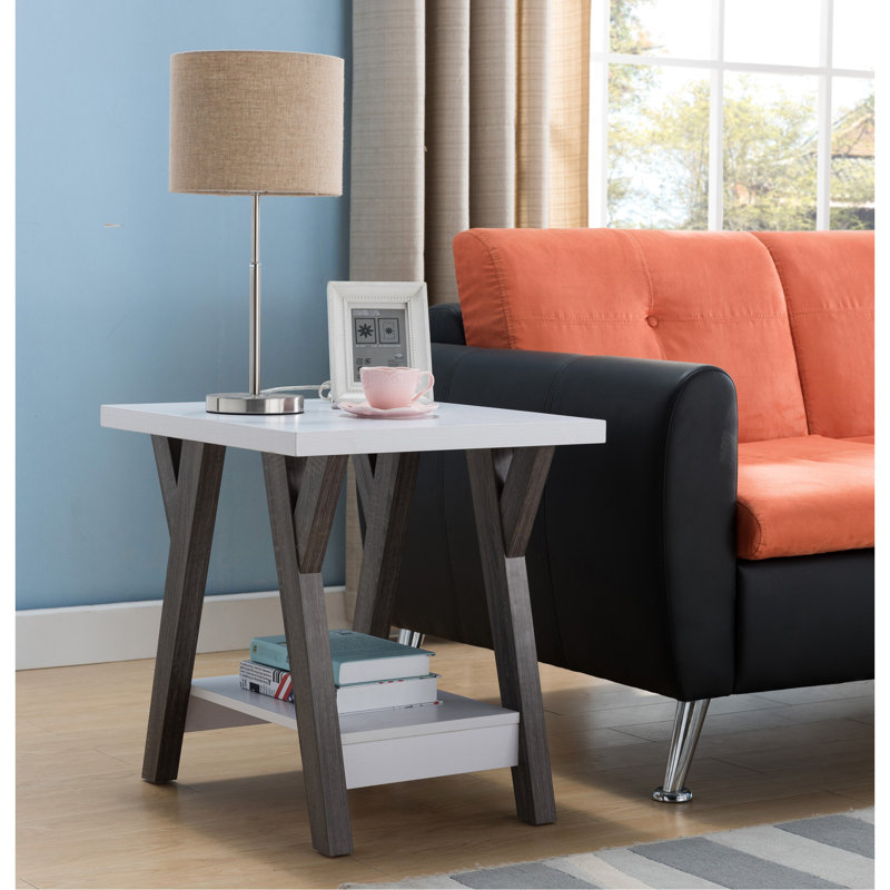 Table d'appoint blanche pour chaise de salon, avec tablette et pieds d'appoint modernes