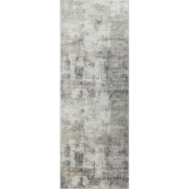 Modern Abstract Grey/Brown/Green, Runner 80 x 220cm