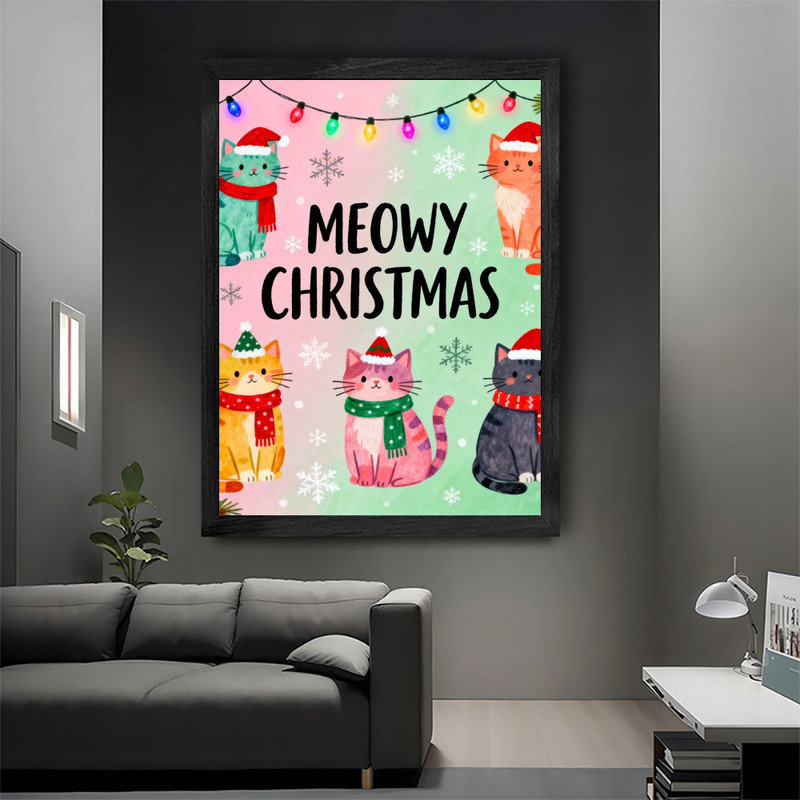 Cadre de Noël noir encadré noir fantaisiste, H 11 po x l 9 po