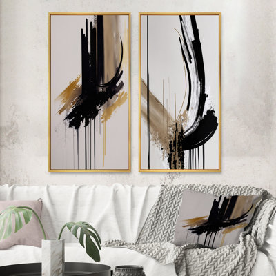 «Golden Minimalist Abstract», 2 pièces sur toile