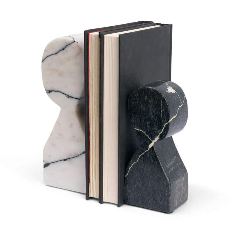 Serre-livres en marbre blanc et noir Shadow