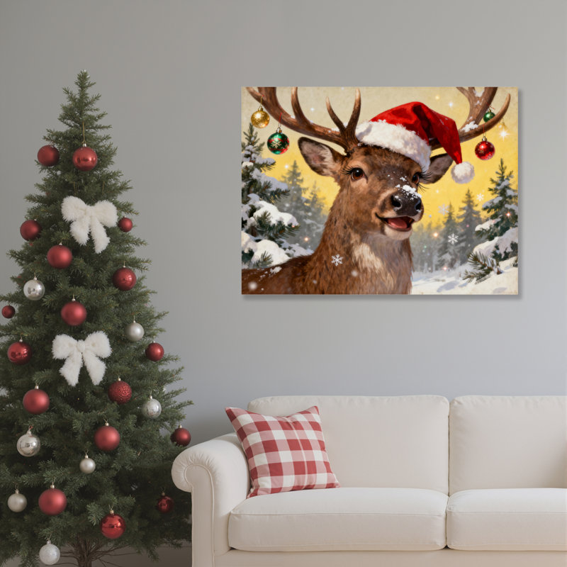 Art mural sur toile, scène de cerf, H 12 po x l 18 po