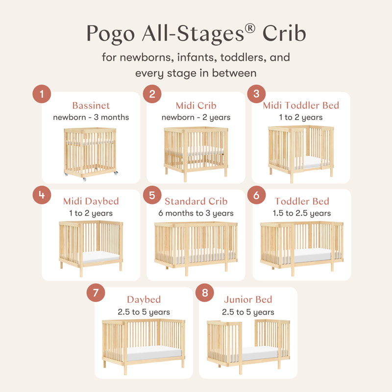 Pogo 8-in-1 Convertible Crib, Blonde