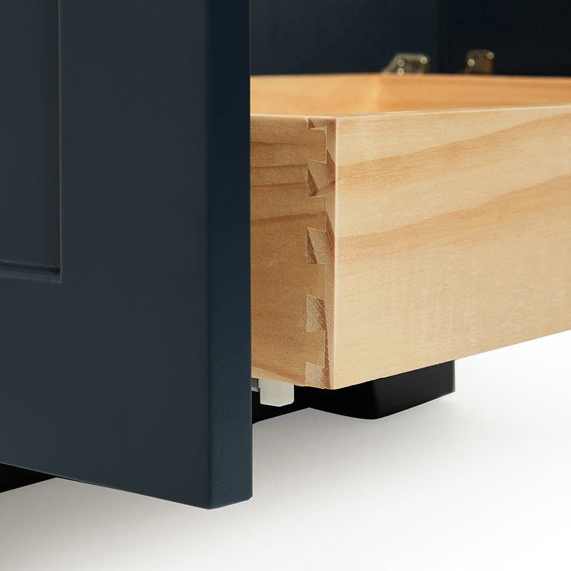31 IN.  Single Bathroom Vanity, White Quartz, Oval, Midnight Blue