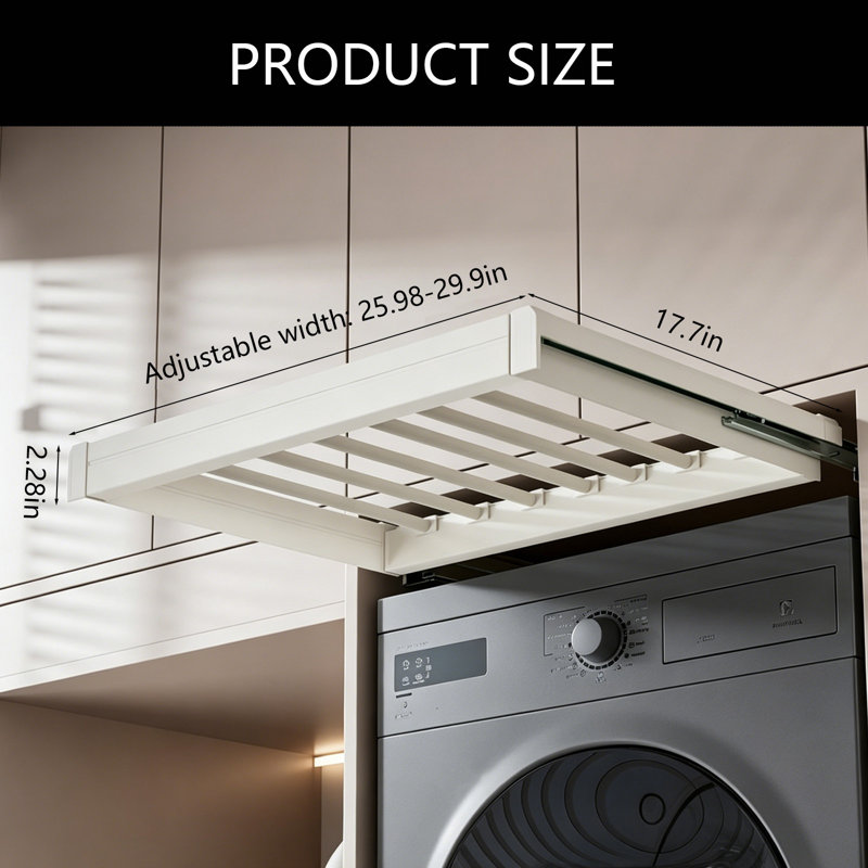 Séchoir à linge dissimulé, extensible, alliage d'aluminium, support à pantalons coulissant, profondeur 17,7 po, largeur 26 à 30 po
