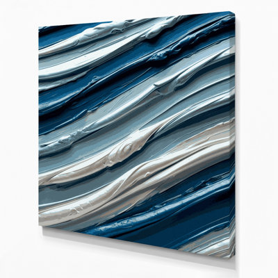 Horizontal Striped Cobalt Blue Canvas Wall Art