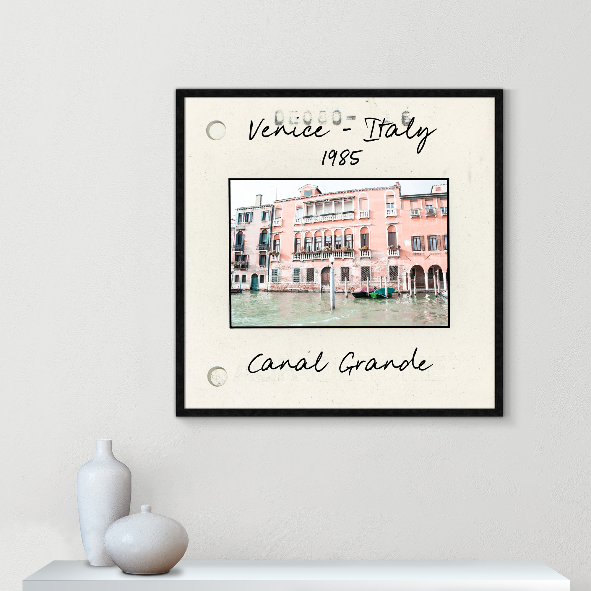 Venice, Italy - Grand Canal Print by Nan, 32" H x 32" W x 0.75" D, Black Single Picture Framed Paper