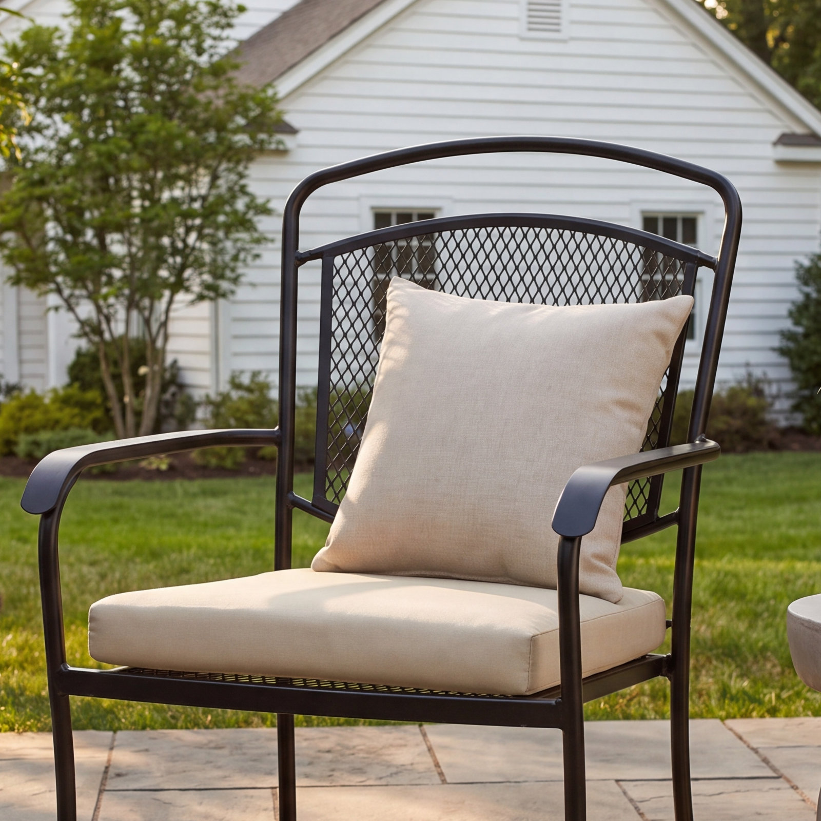 Kisha Sunbrella Outdoor Dining Chair Cushion, Fresco Natural