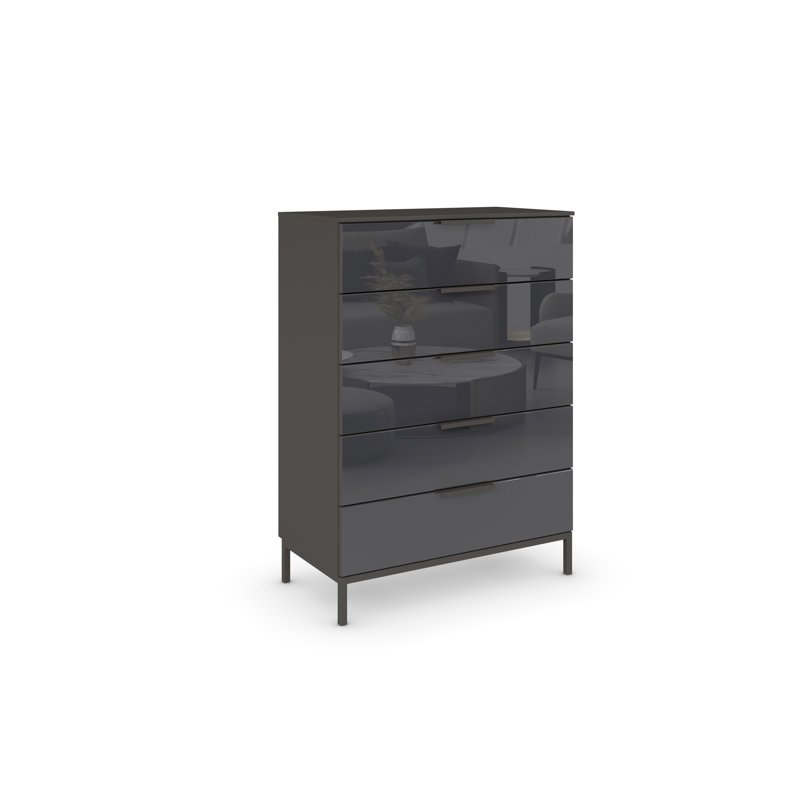 Flipp 5 - Drawer Chest of Drawers, Graphite/Glass Basalt