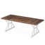 Bureau d'ordinateur rectangulaire avec plateau en bois brun et base en métal blanc pour bureau à domicile-237930833