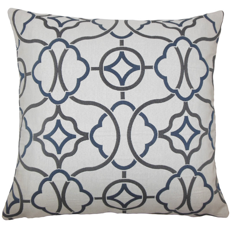 Coussin décoratif en coton Geometric, Indigo