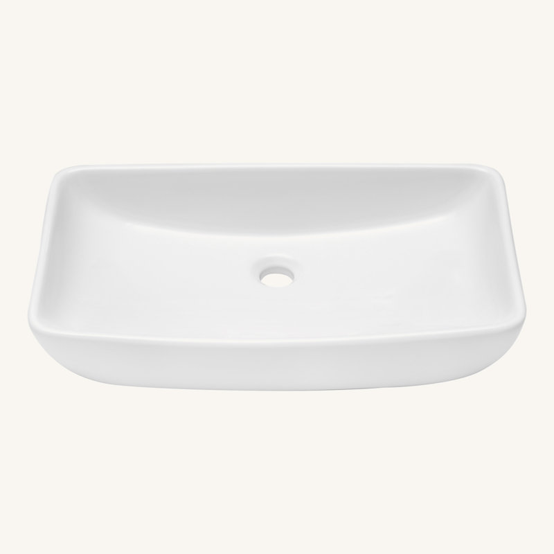 24"X15" White Ceramic Rectangular Vessel Bathroom Sink