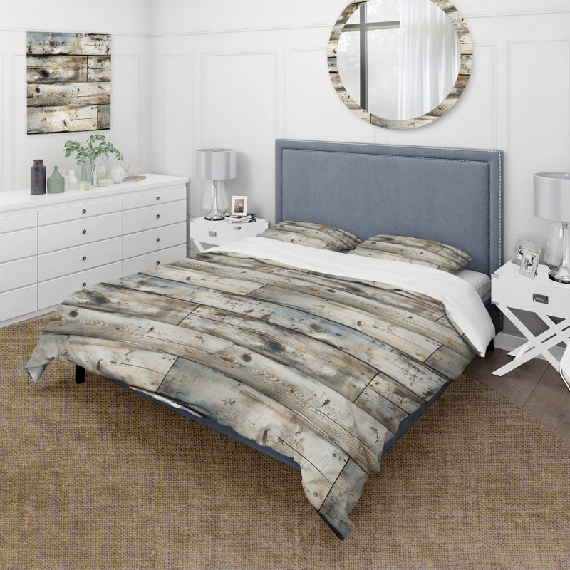 Ensemble de housse de couette Rustic Farmhouse Weathered Planks  III, Housse de couette pour très grand lit et 2 très