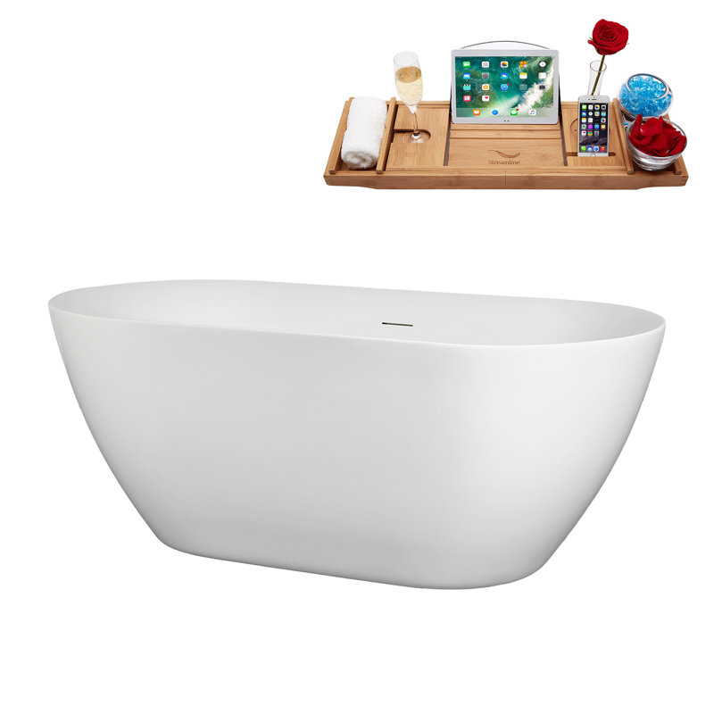 Baignoire et plateau autoportant 59 "avec drain interne 59" Streamline, Bronze huilé mat