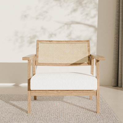 Fauteuil d'appoint en bois avec assise rembourrée Cane