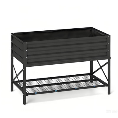 Spacious Metal Planters With Storage, Steel Design For Outdoor Gardens