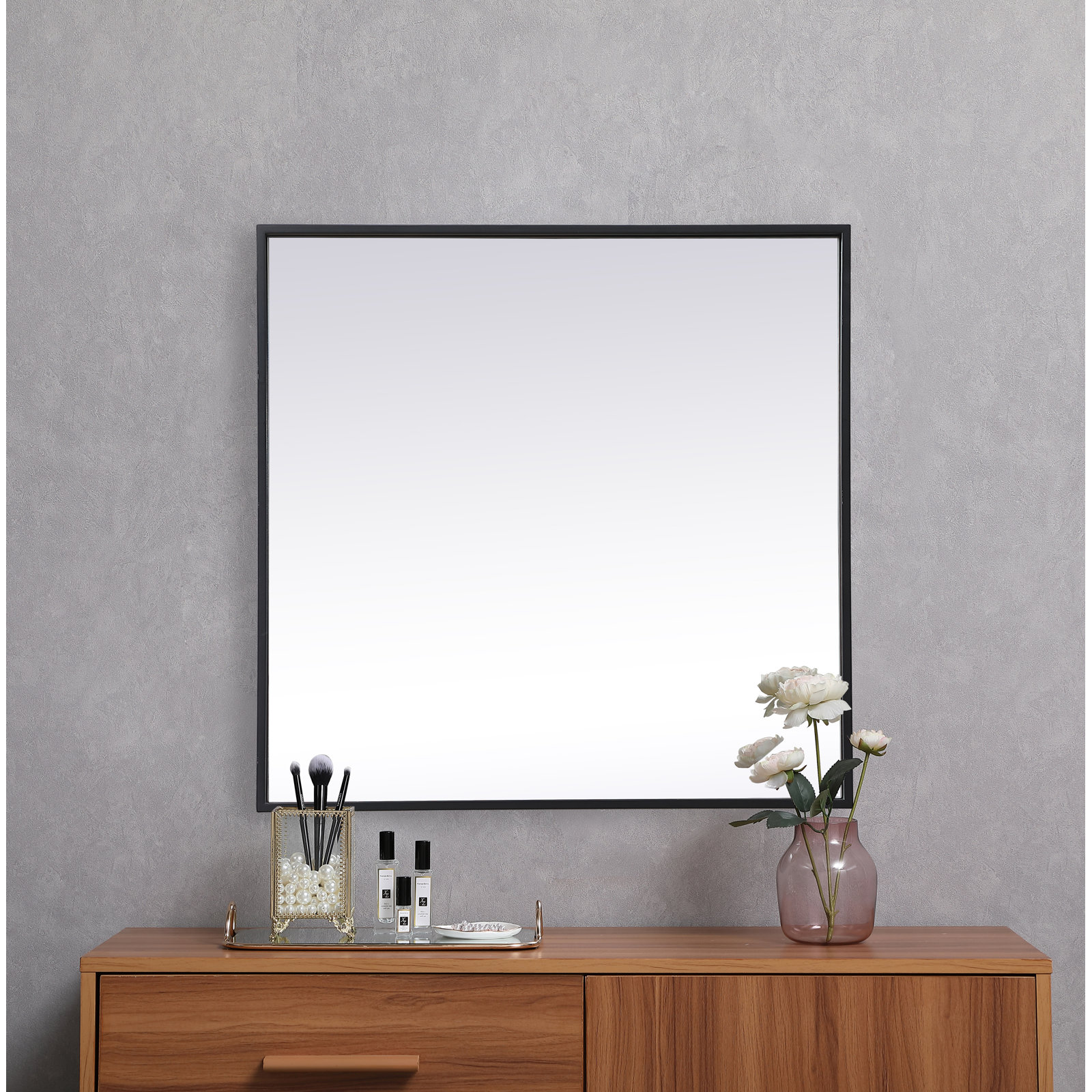 Valparaiso Accent Mirror, Black, 24"  x 24" 