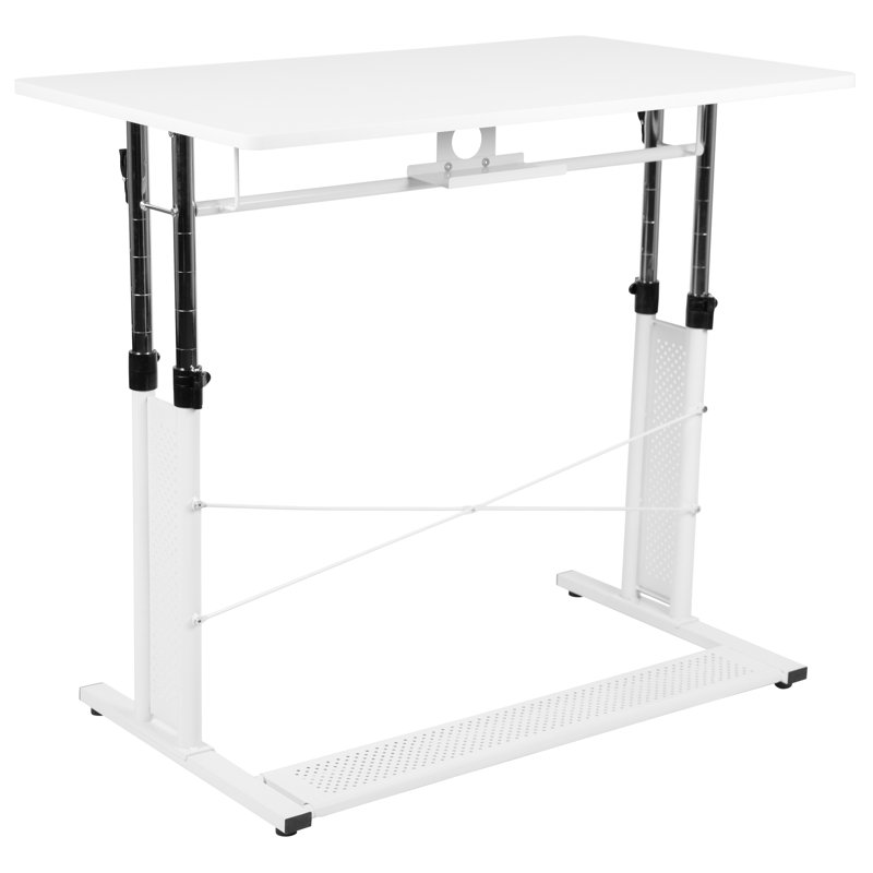 Height Adjustable Sit to Stand Home Office Desk, White
