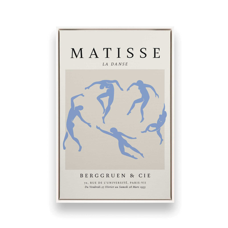 Affiche La Danse en bleu Matisse, H 36,75 po x l 24,75 po, Cadre flottant blanc opaque
