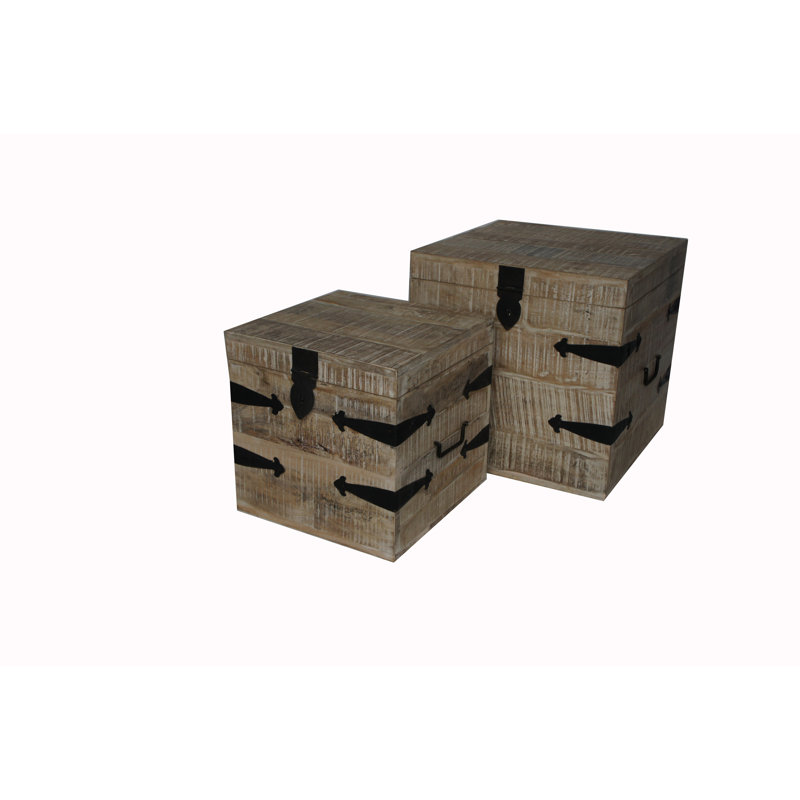 Templeton Solid Wood Block Side Table Set