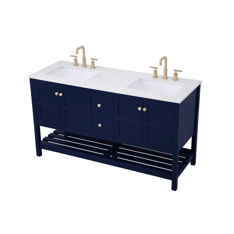 Ensemble de meuble-lavabo double 60 po Krish, Bleu