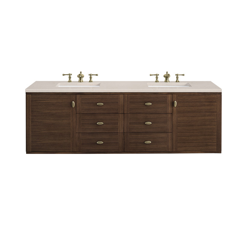 Amberly 72'' W Double Vanity, Eternal Jasmine Pearl, 8" Widespread