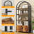 Rone Gold Bookshelf Arched Bookcase With Doors Hidden Storage Luxury Sideboard-855961231