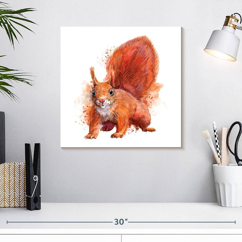Squirrel Watercolor, 16" H x 16" W
