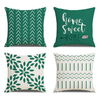 Set Of 4 Throw Pillow Covers 18X18inch Linen Geometry Square Pillow Cushion Case Throw Pillowcase Hidden Zipper Design, G