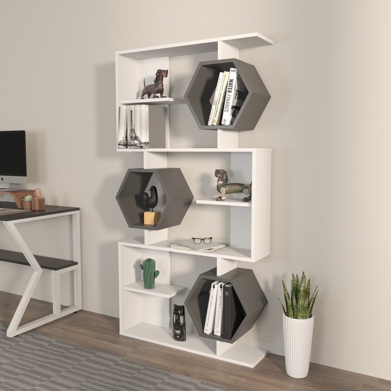Lile 171cm H x 90cm W Bookcase, White/Black