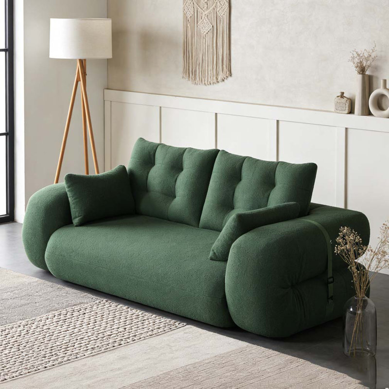 78.7" Multi-Functional Foldable Sofa Bed, Green