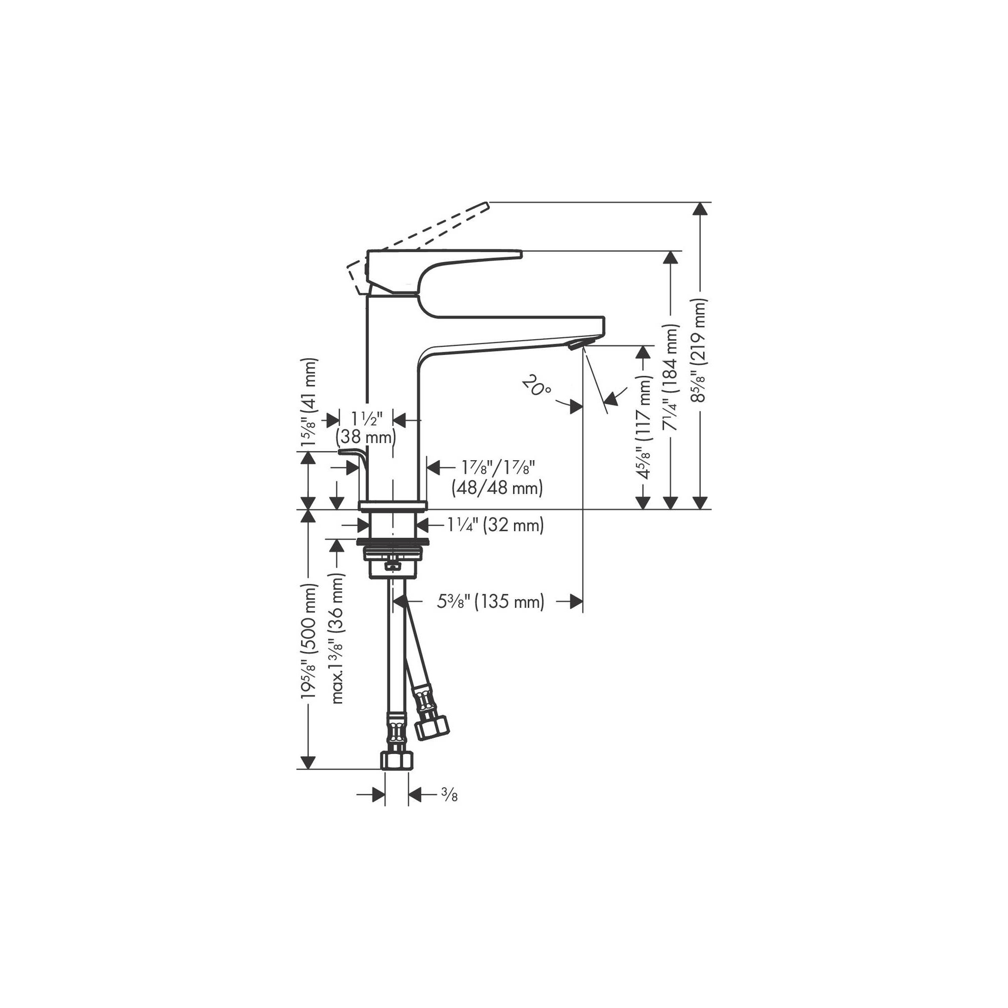 Metropol Low Flow Water Saving Single Hole Bathroom Faucet with Drain Assembly, Chrome