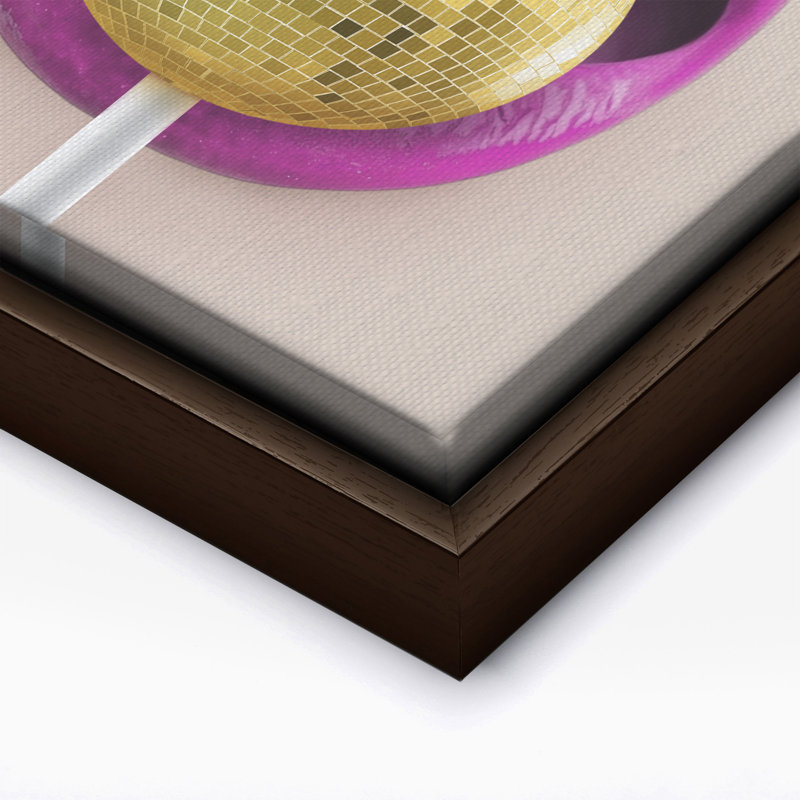 Boule à facettes disco No1, 11"H x 14"W, Canvas, Brown Framed