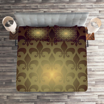 Fleur De Lis Traditional Damask Coverlet