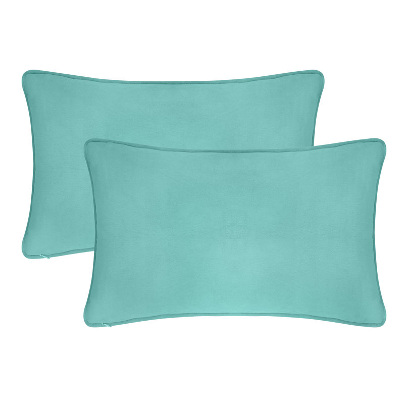A1HC Set of 2 Luxurious Velvet Throw Pillow Covers — Soft Decorative Cushions with Hidden Zipper, Aqua Blue, 12" x 20"