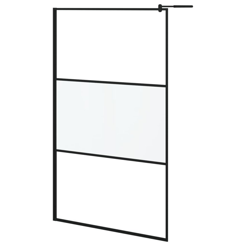 VidaXL Walk-in Shower Wall 45.3" x 76.8", Black, Frosted