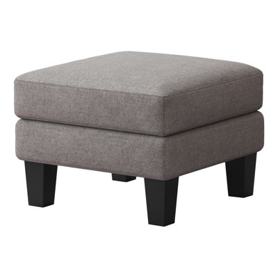 Grey Fabric Seat Stool - Multi-Functional For Hallway & Couch Thick Padding With Coil Spring And Elastic Sponge Upholstered Surface Solid Wood Leg Support Easy Assembly Piece 232317.3Inch In Finish