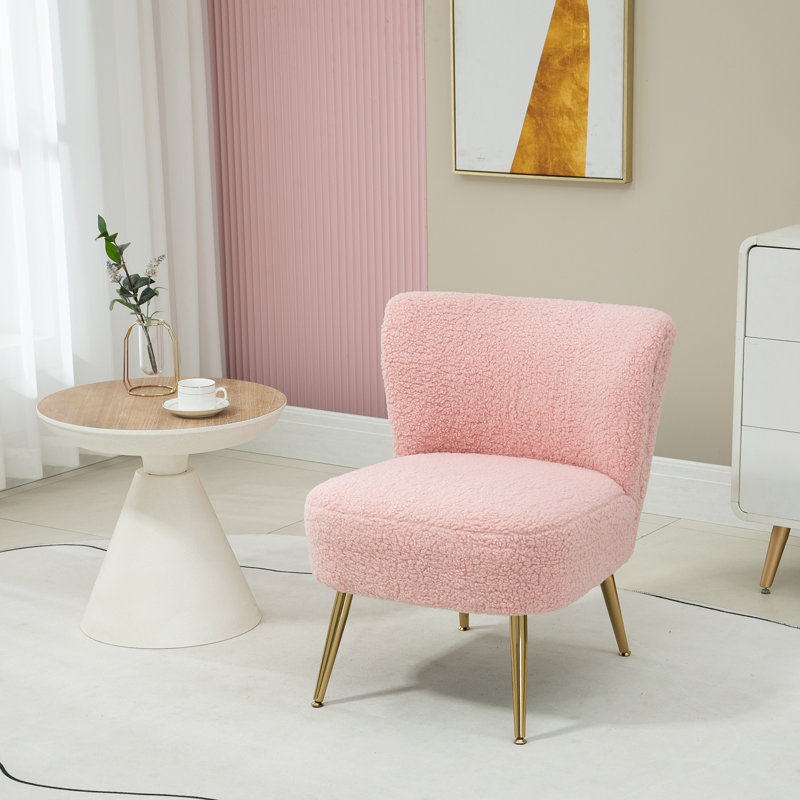 Fauteuil de chambre de 22,4 po Kelci-Louise, Rose 100 % polyester