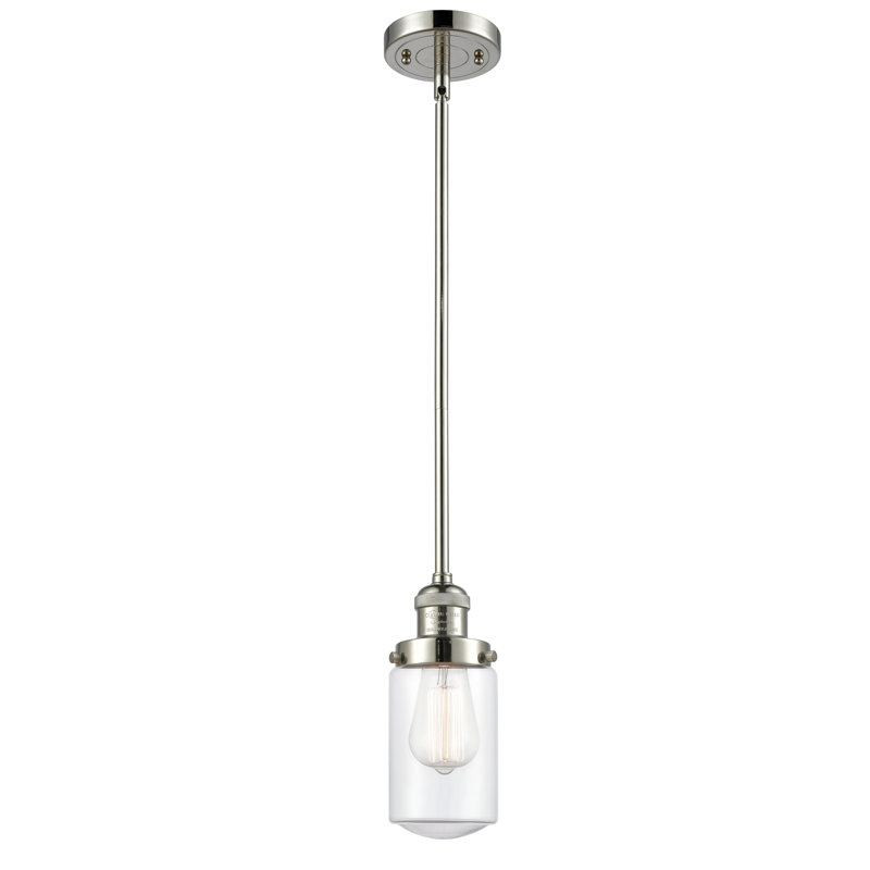 Luminaire suspendu simple à 1 lumière Saroyan, Ampoule non incluse, Transparent, Nickel poli