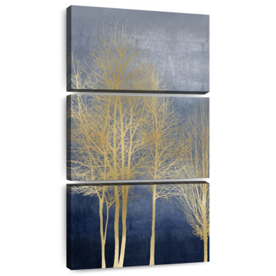 Arbres sur panneau bleu I