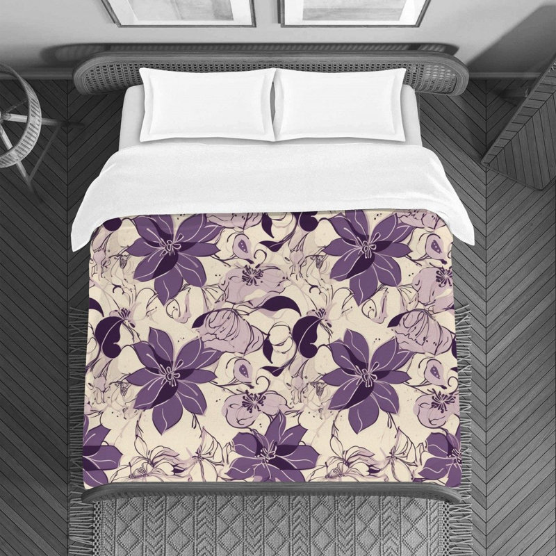 Housse de couette Floral Aviyanna, Housse de couette simple