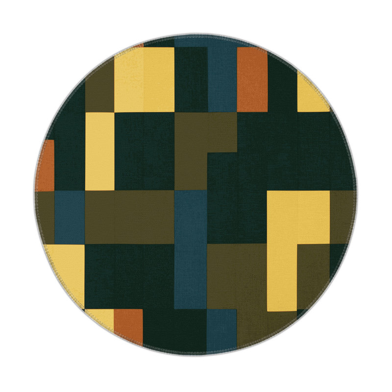 Tiled Horizon Indoor And Outdoor Area Rug, Round 5'