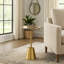 Table courte en agate brute 23 "Apolaya Reykur, blanc / or-102428150