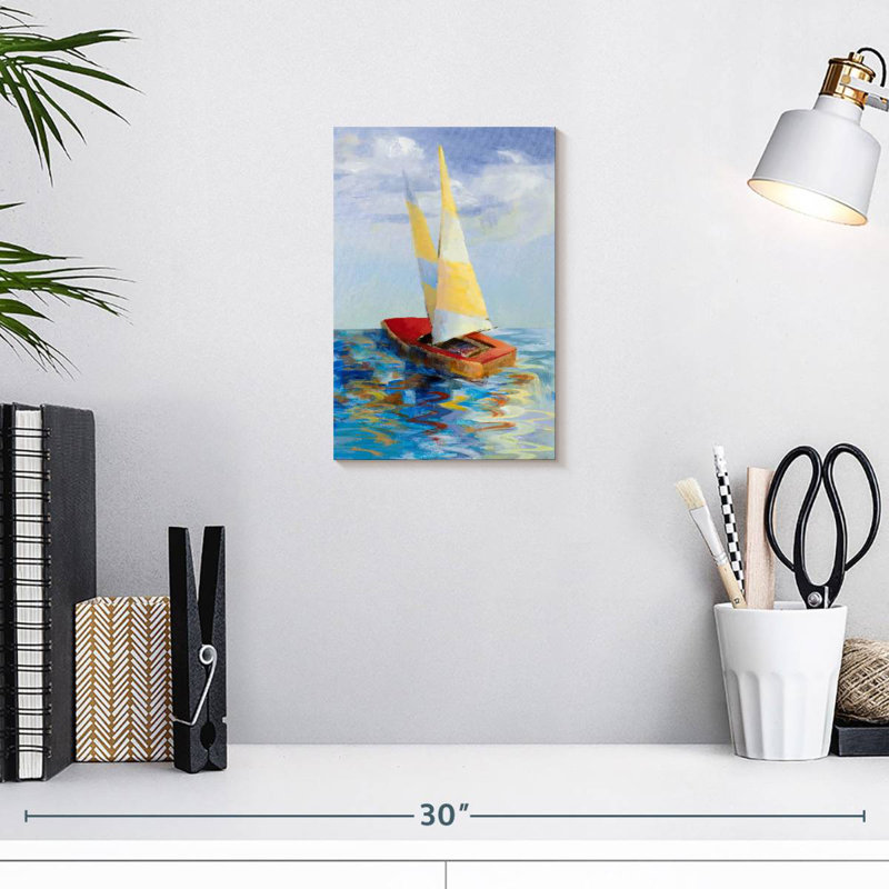 Mehar Red Sailboat, 12" H x 8" W