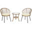 Loisirs de plein air - 2 chaises simples avec table ronde en verre pour patio, balcon, cour, confortable, légère et portable, facile à assembler, chaise de table trempée à haute résistance