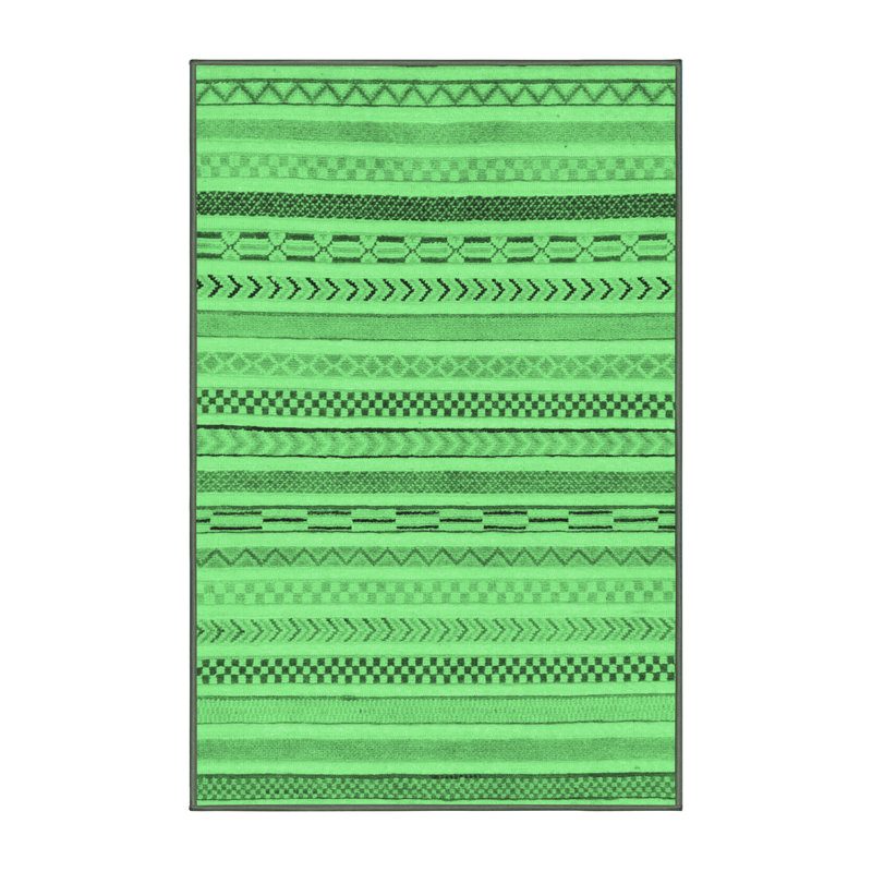 Tapis lavables à la machine à motif abstrait vert émeraude 2270, Rectangle 2 pi x 3 pi