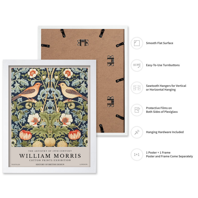 William Morris - Voleur de fraises n ° 3, Poster, 24"H x 32"W, White Framed