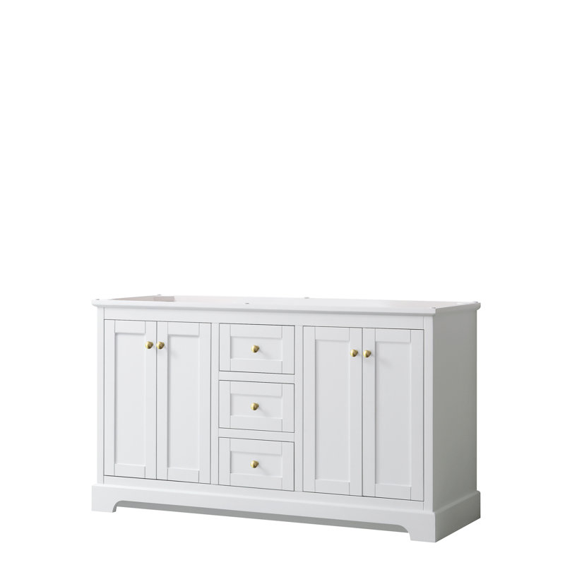 Avery 59.25'' Double Bathroom Vanity Base Only, White/Gold