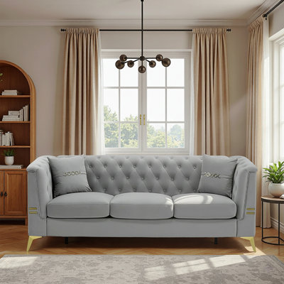 FX-P83-LG4 Light Grey Sofa with 2 Pillows