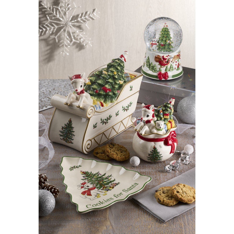Spode Christmas Tree Rudolph Snow Globe
